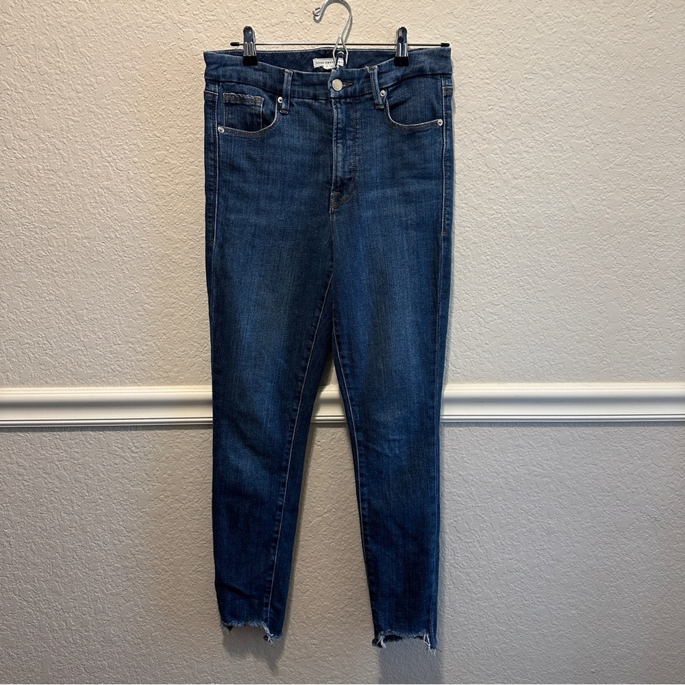 Good American Good Waist Step Hem Jeans GWSH633OP INDIGO306 Size 6/28